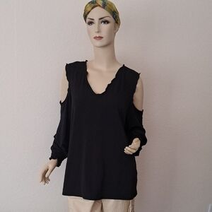 Worthington Black Cut Out Blouse